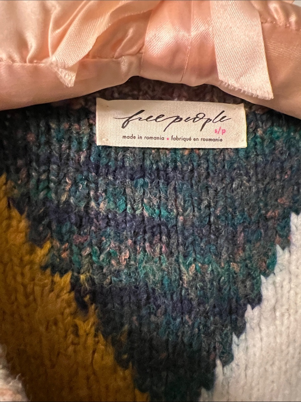 ✨RARE✨ Free People: “Flower Petal Cardigan” (Floral Argyle Oversized Cardigan) - Picture 2 of 6